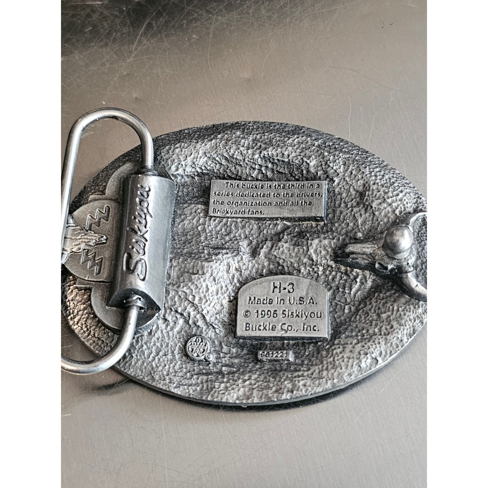 Vintage 1996 Brickyard 400 NASCAR Belt Buckle Siskiyou Made in USA Pewter H-3 - Picture 3 of 7